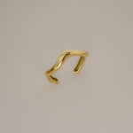 bambi bangle, open cuff gold bangle, rounded wavy design