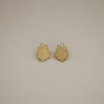 eddard earrings, gold textured design that resembles woven strands