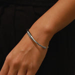 Bally Silver Bracelet, Verrmae, High Polished Stainless Steel, Bangle, Wavy Irregular Bangle, Thin Bangle