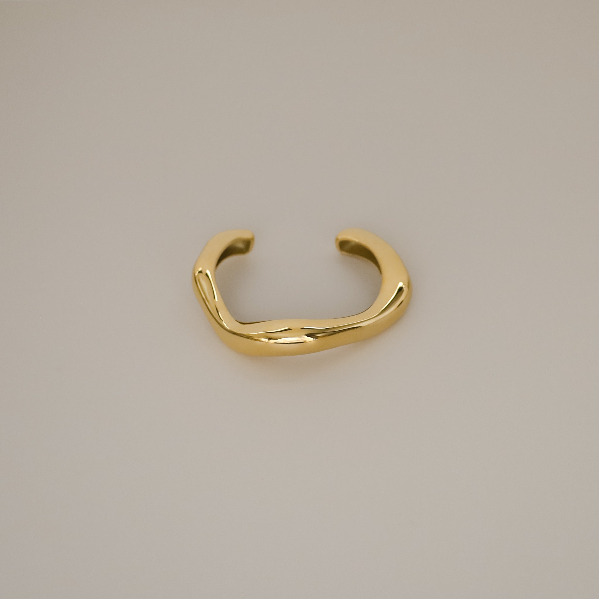 bambi bangle, open cuff gold bangle, rounded wavy design