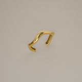 bambi bangle, open cuff gold bangle, rounded wavy design