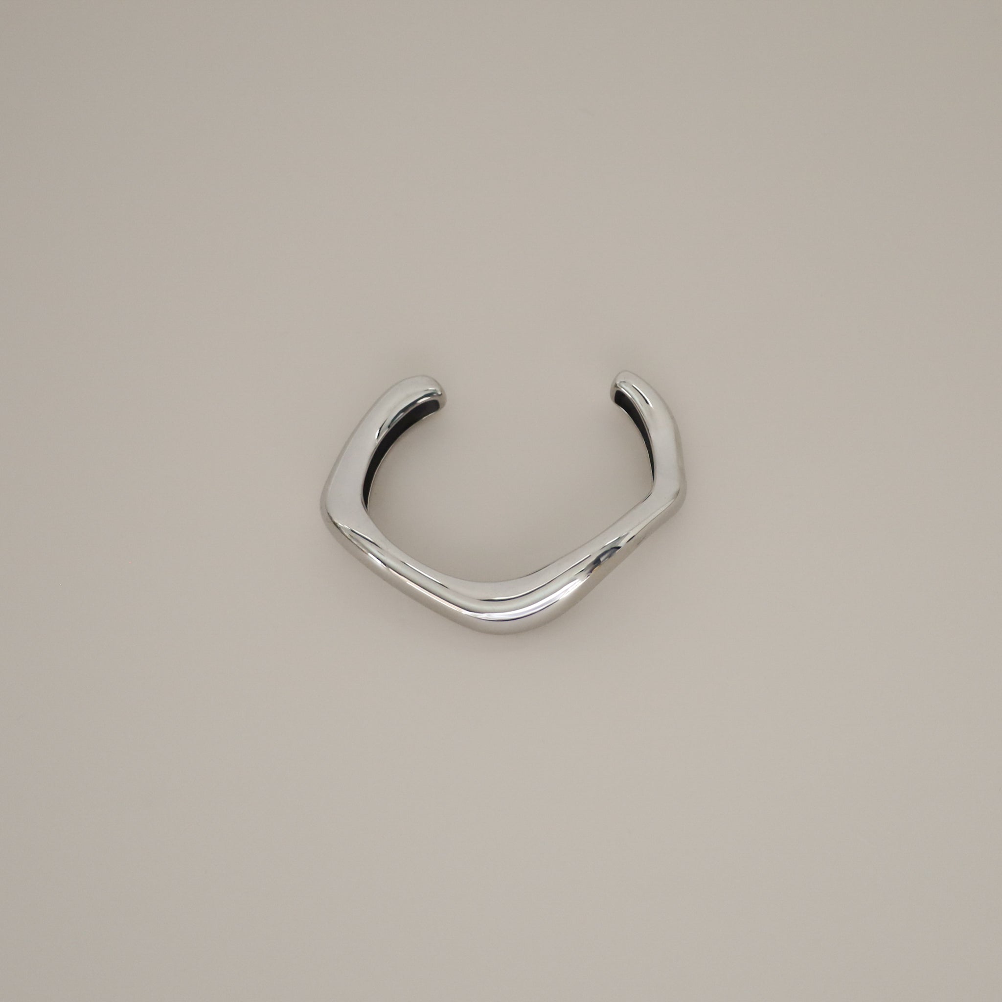 bambi bangle, open cuff silver bangle, rounded wavy design