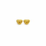 Pair of gold heart-shaped earrings on a white background