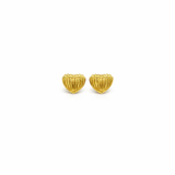 Pair of gold heart-shaped earrings on a white background