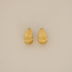 Esi Earrings, gold ribbed teardrop earrings