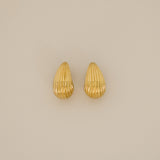 Esi Earrings, gold ribbed teardrop earrings