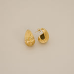 Esi Earrings, gold ribbed teardrop earrings