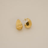 Esi Earrings, gold ribbed teardrop earrings