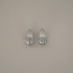 Esi Earrings, silver ribbed teardrop earrings