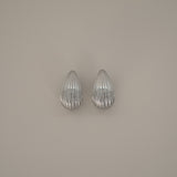 Esi Earrings, silver ribbed teardrop earrings