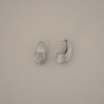 Esi Earrings, silver ribbed teardrop earrings