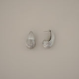 Esi Earrings, silver ribbed teardrop earrings