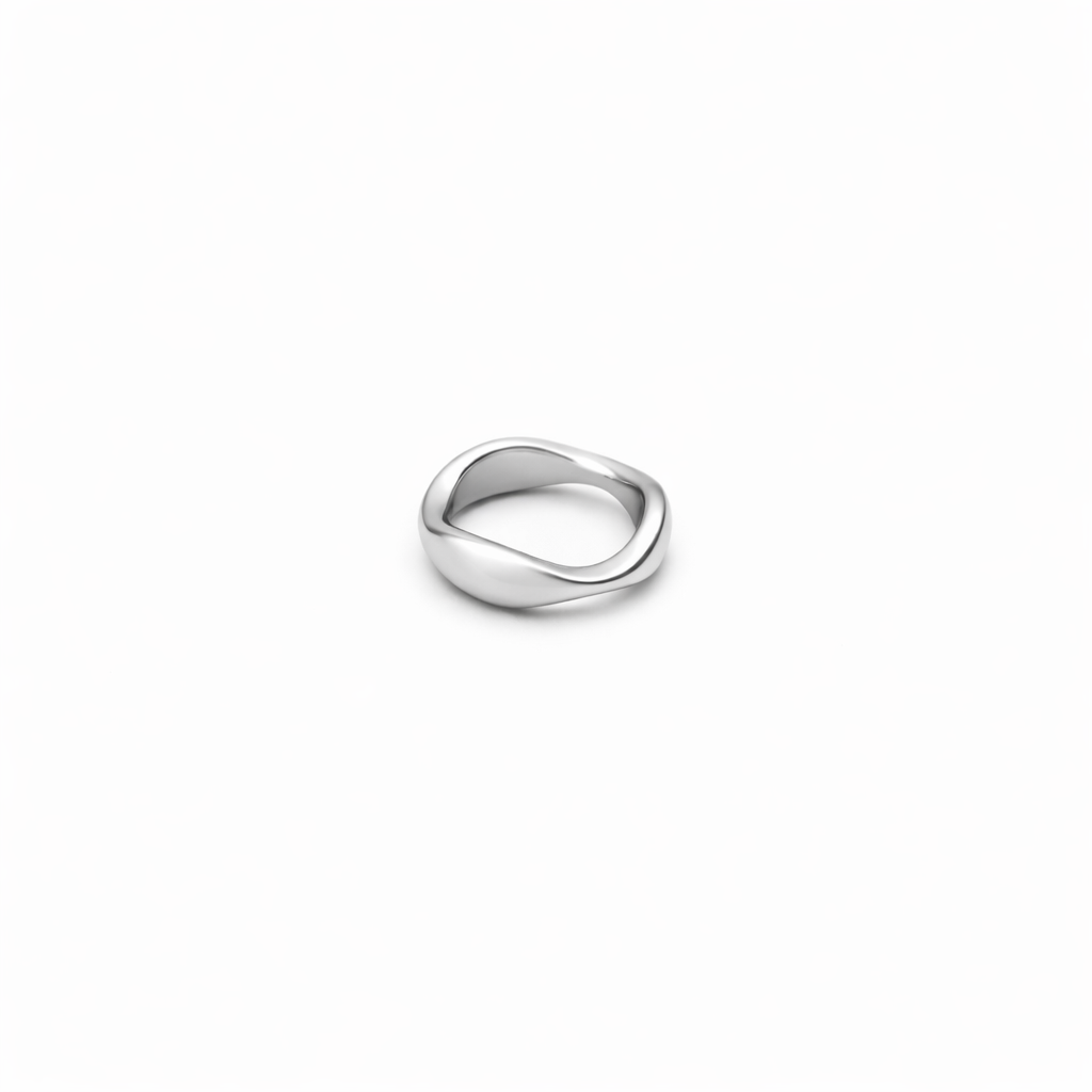 Silver ring on a white background