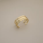 brandi bangle, gold open cuff bangle with triple band design