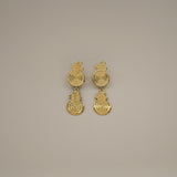 ebrilla earrings, gold drop earrings featuring a captivating spiral design, gracefully descending in two connected tiers