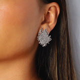 eddard earrings, silver textured design that resembles woven strands