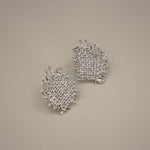 eddard earrings, silver textured design that resembles woven strands