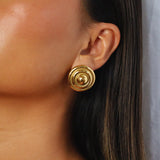 edlin earrings, gold classic round design with concentric circles