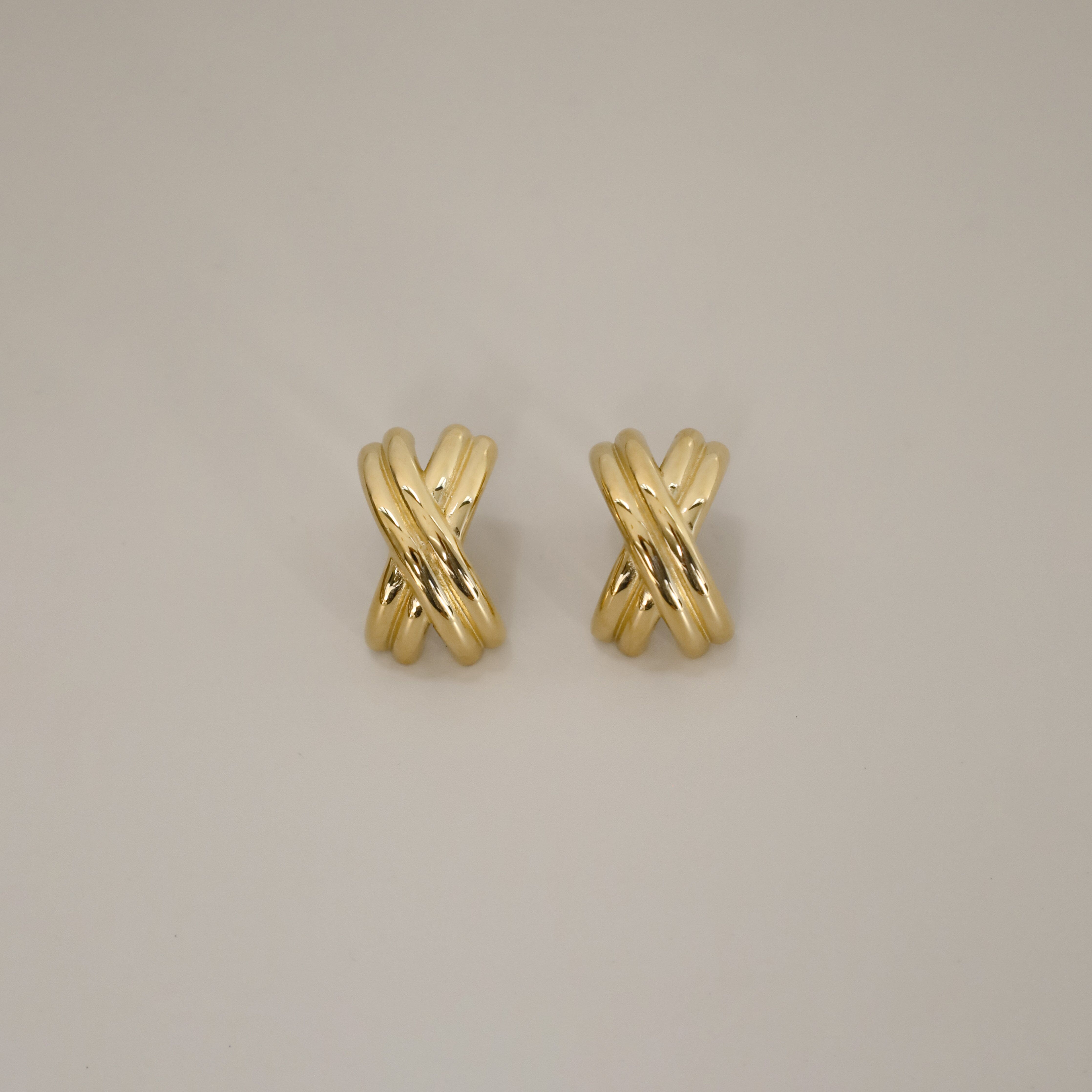 verrmae, eliska gold earrings, x shaped ribbed earrings, 18k gold plated jewellery, 18k gold plated earrings, 18k gold plated stainless steel, 18k gold plated, waterproof jewellery, vintage inspired jewellery, vintage inspired earrings, jewellery melbourne, jewellery, statement jewellery, everyday jewellery, gold jewellery, gold earrings, gold plated earrings, gold plated jewellery, jewellery australia