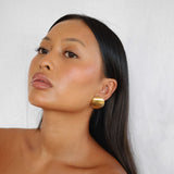 enne earrings, round gold earrings with a vintage brushed gold finish