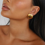 enne earrings, round gold earrings with a vintage brushed gold finish