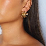 verrmae, eowin earrings, gold stud resembling blooming flower, 18k gold plated jewellery, 18k gold plated earrings, 18k gold plated stainless steel, 18k gold plated, waterproof jewellery, vintage inspired jewellery, vintage inspired earrings, jewellery melbourne, jewellery, statement jewellery, everyday jewellery, gold jewellery, gold earrings, gold plated earrings, gold plated jewellery, jewellery australia